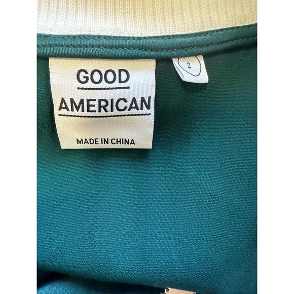 Good American Green White Striped Track Zip Up Jacket sz 2=M - Picture 6 of 9